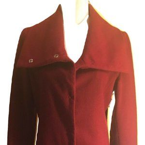 GAP Women's Burgundy Wool Blend Coat Size Small
